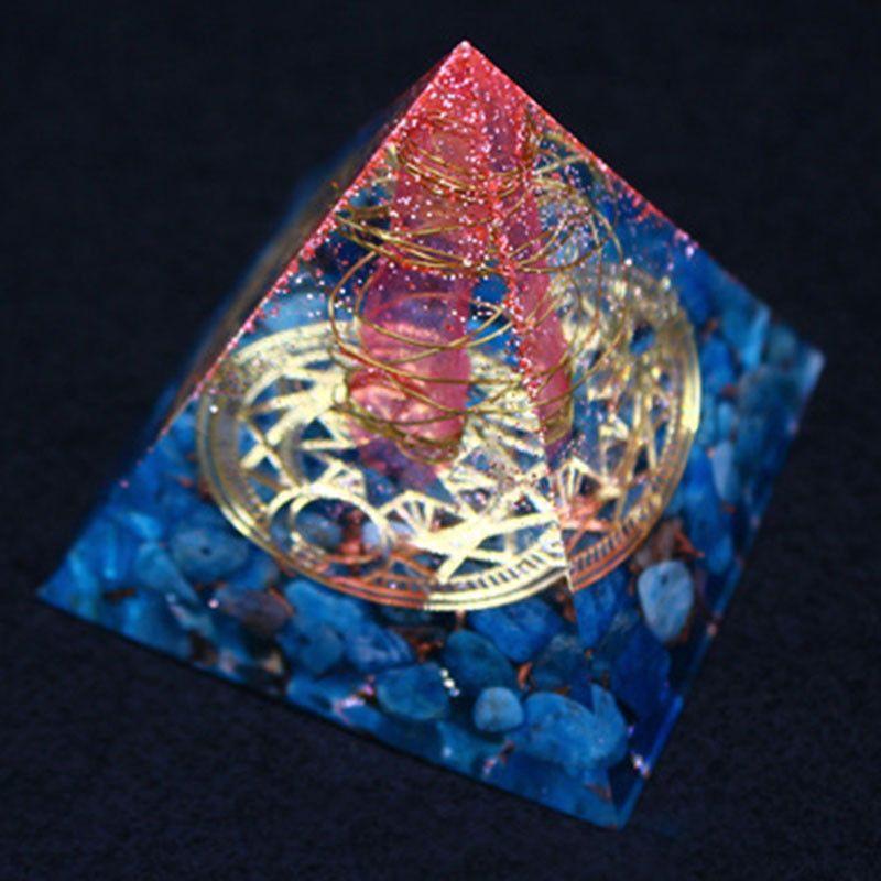 Olivenorma Red Quartz with Lapis Lazuli Orgone Pyramid - image 4