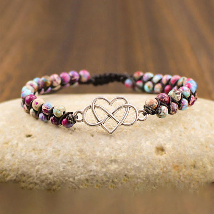 Olivenorma Bohemia Handwoven Purple Emperor Stone Hollow Heart Bracelet - image 3