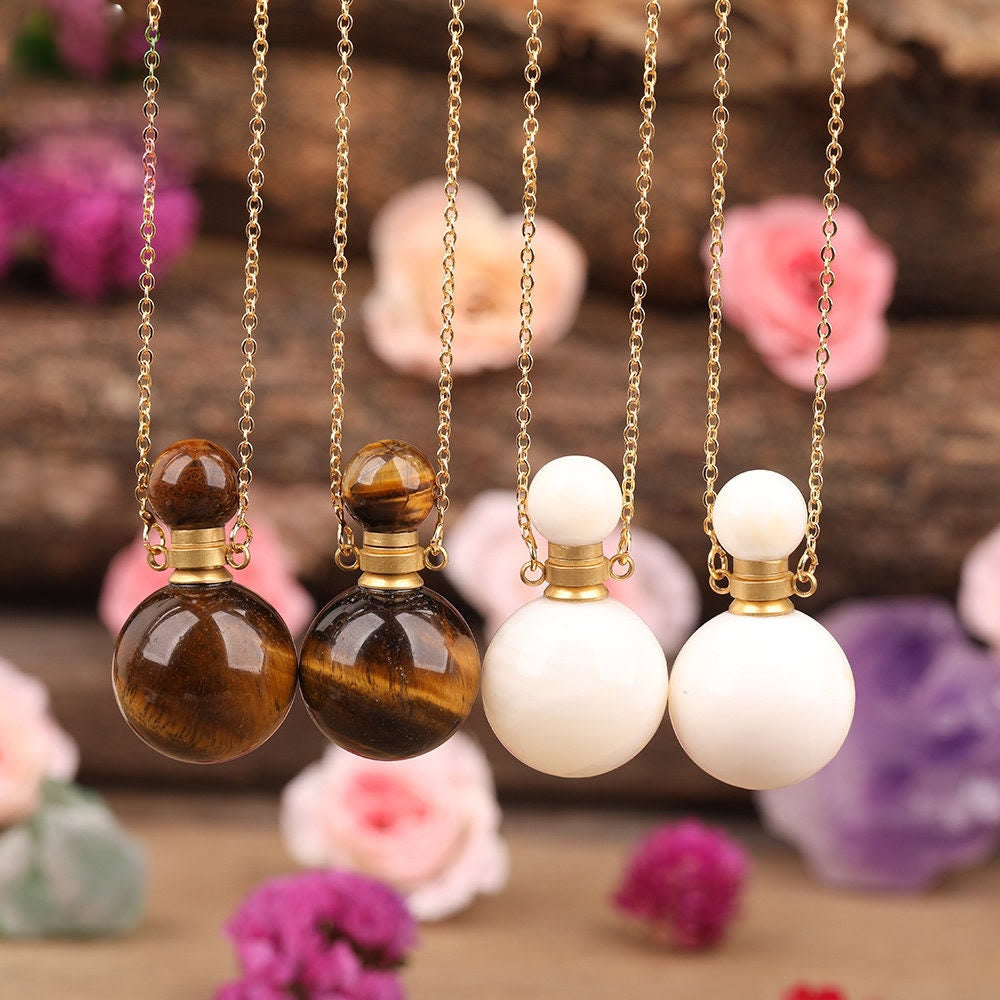 Olivenorma Round Stone Perfume Bottle Pendant Pendants Necklace - image 15