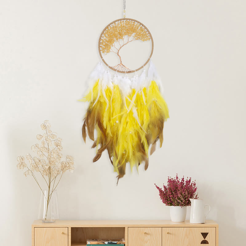 Olivenorma Crystal Tree of Life Pink Feather Dream Catcher - image 27