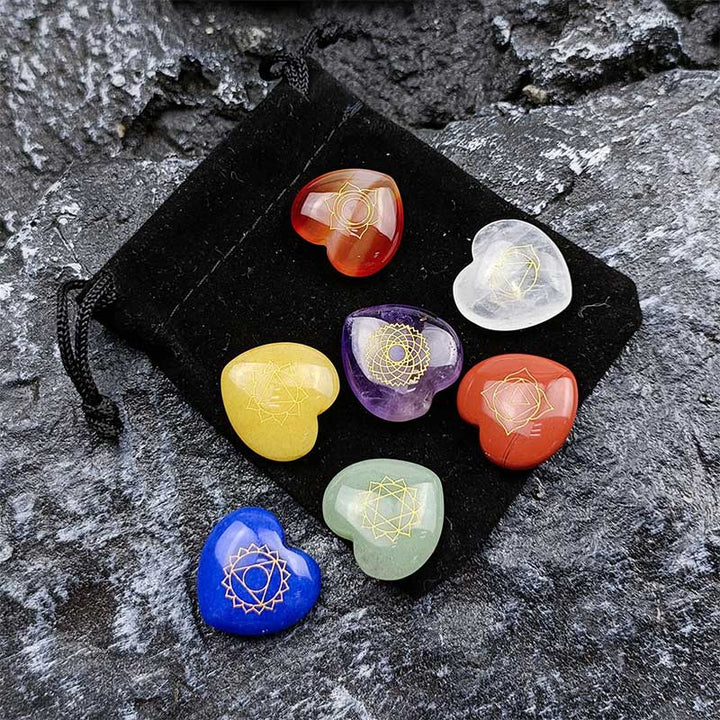 7 Chakra Stones Heart-shaped Crystal Set - 7 Chakra Stone - image 0