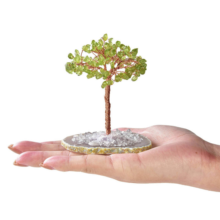 Olivenorma Peridot Natural Gemstone Feng Shui Tree with Agate Base - image 2