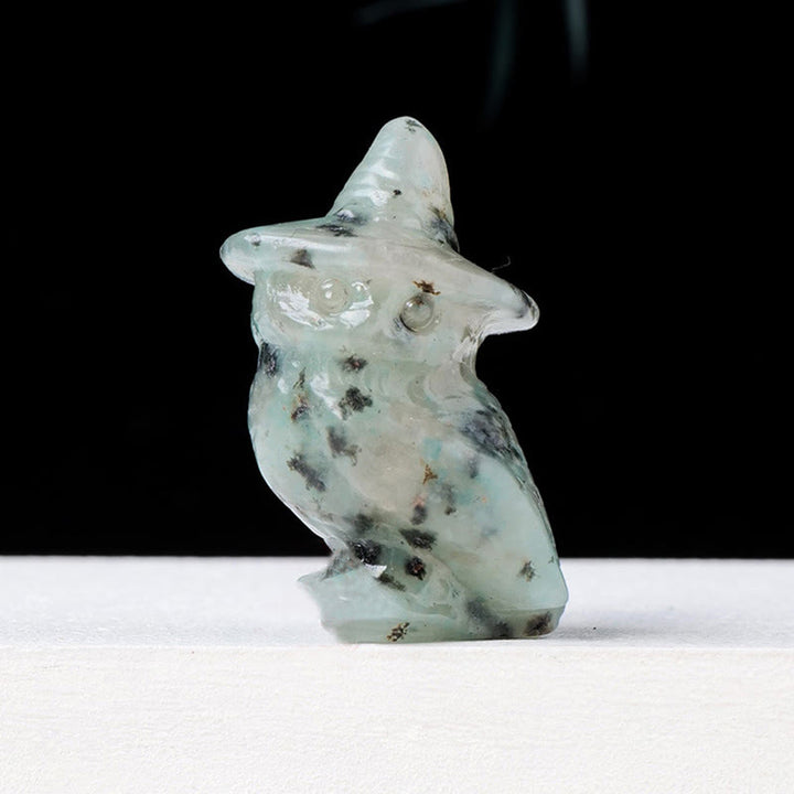 Olivenorma Halloween Crystal Owl Carving Gemstone Decoration - Tianshan Stone - image 21