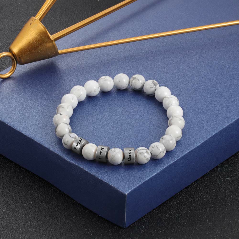 Olivenorma Natural Stone Engraving Personalized Beads Men Bracelet - image 41