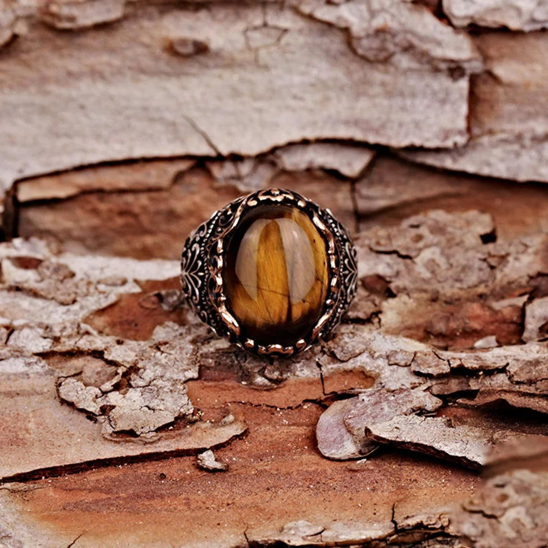 Olivenorma Men's Tiger Eye Gemstone Ring - image 2