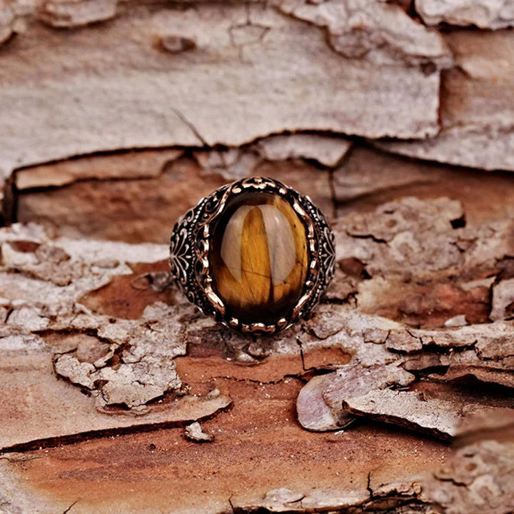 Olivenorma Men's Tiger Eye Gemstone Ring - image 2