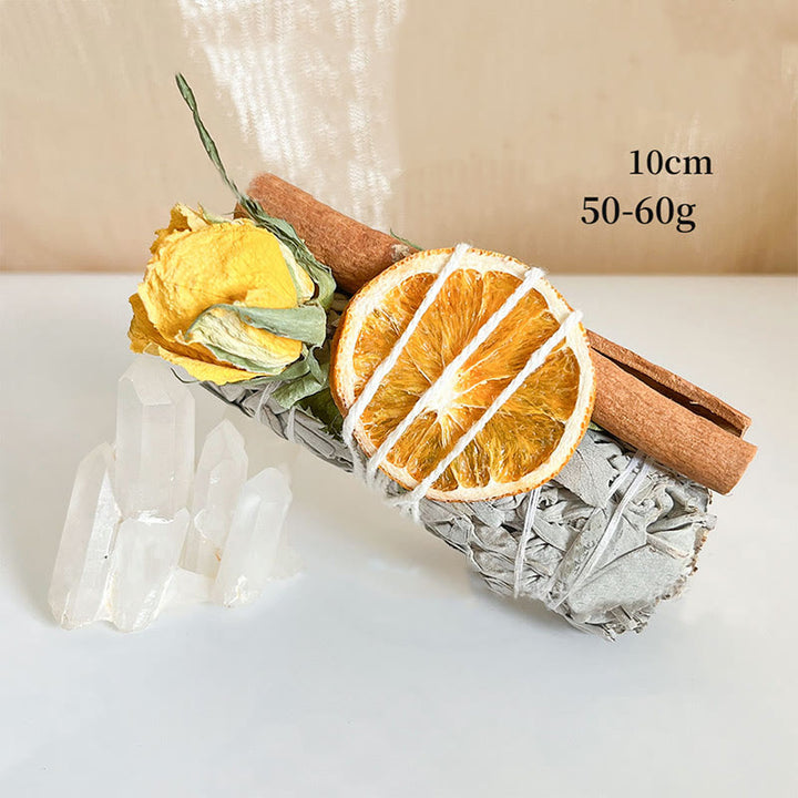 Olivenorma Cinnamon Orange Crystal Cleansing Meditation White Sage - White Sage  & Yellow Rose & Orange Slices & Cinnamon - image 5