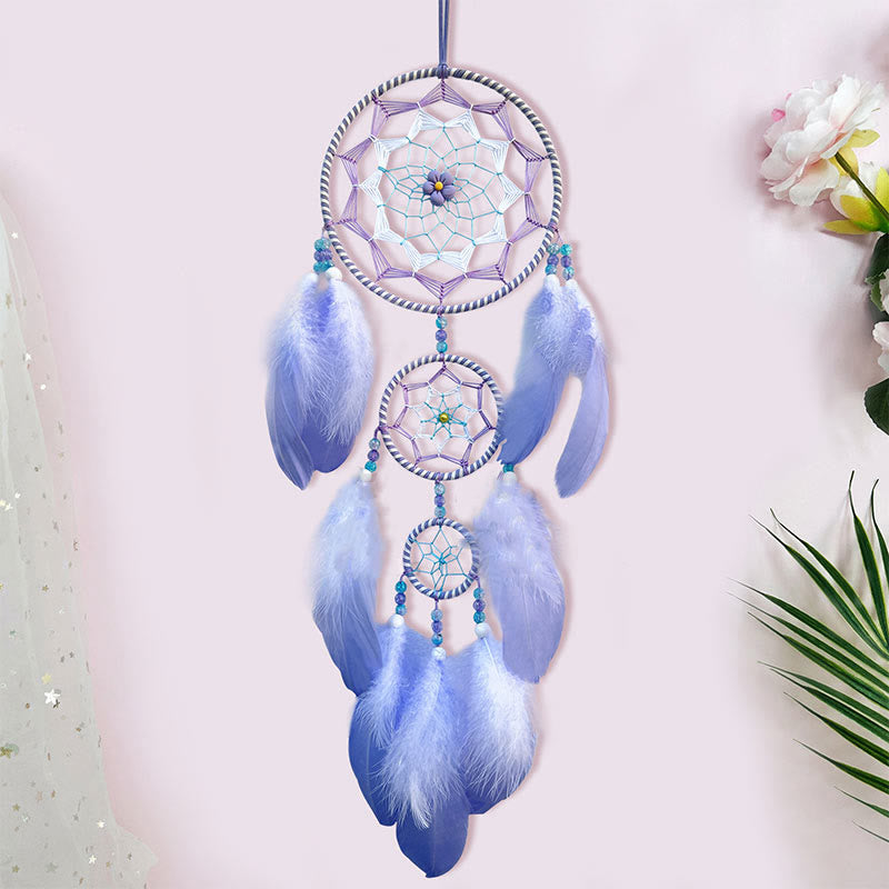 Olivenorma Acrylic Beads Blue Purple Feather Dream Catcher - image 1