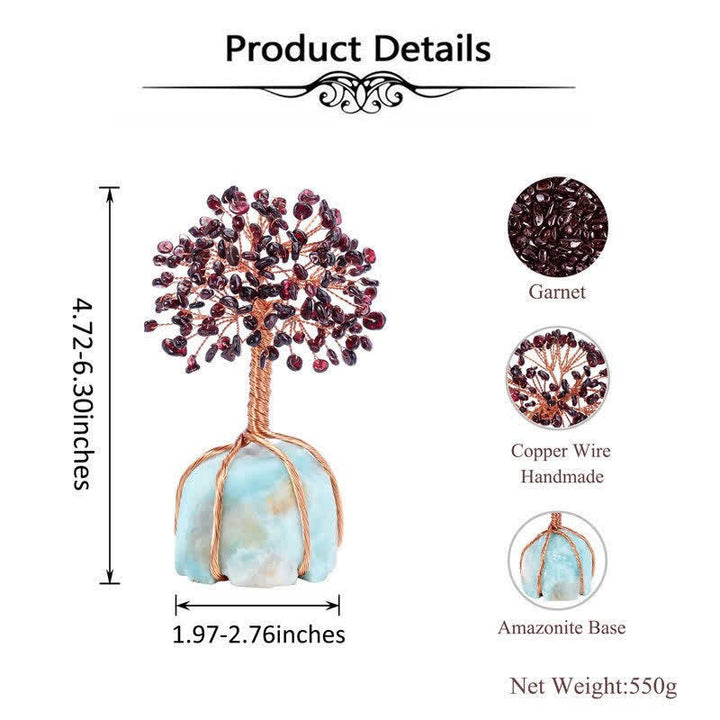 Olivenorma Garnet Leaves Amazonite Base Feng Shui Tree - image 2