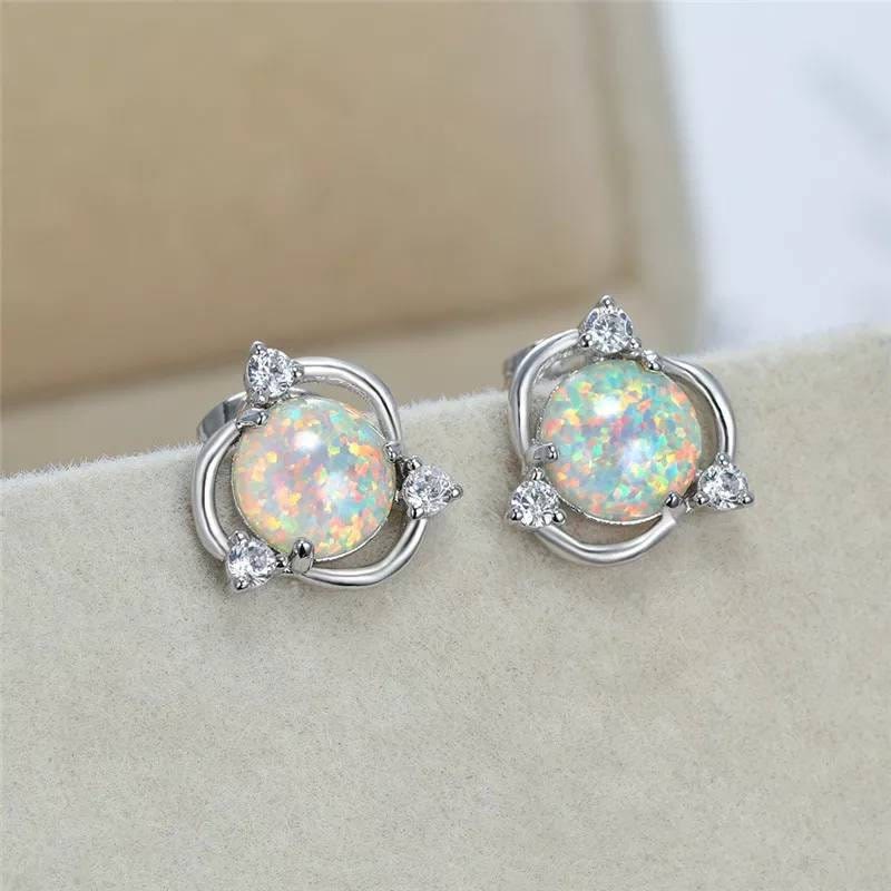 Olivenorma Opal Small Round White Zircon Stud Earrings - image 11
