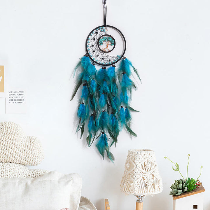 Olivenorma LED Turquoise Tree Of Life Feather Dream Catcher - image 8