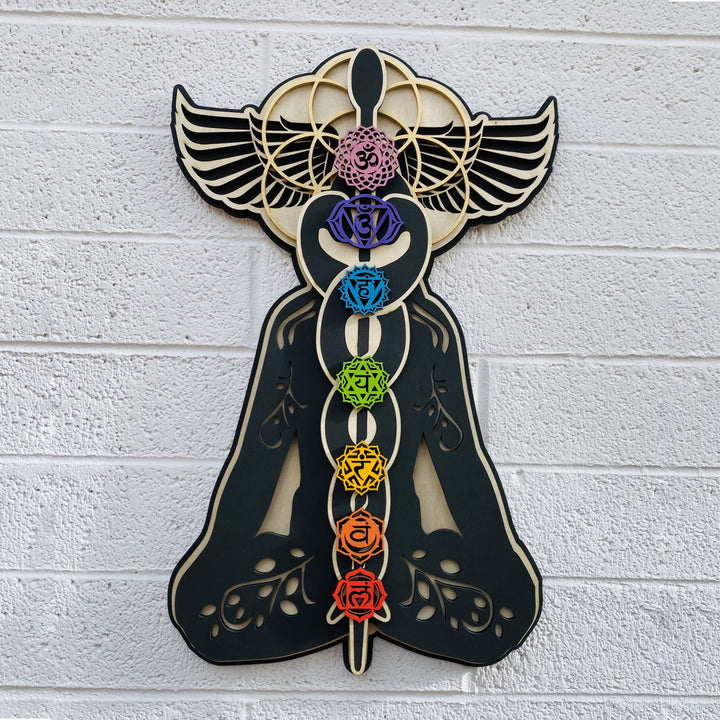 Olivenorma Kundalini Chakra Hand Painted Wood Stained Wall Decor - 15.74"*10.23"(40*26cm) - image 0