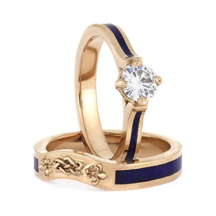 Celtic Knot Lapis Lazuli Bridal Ring Set - image 4