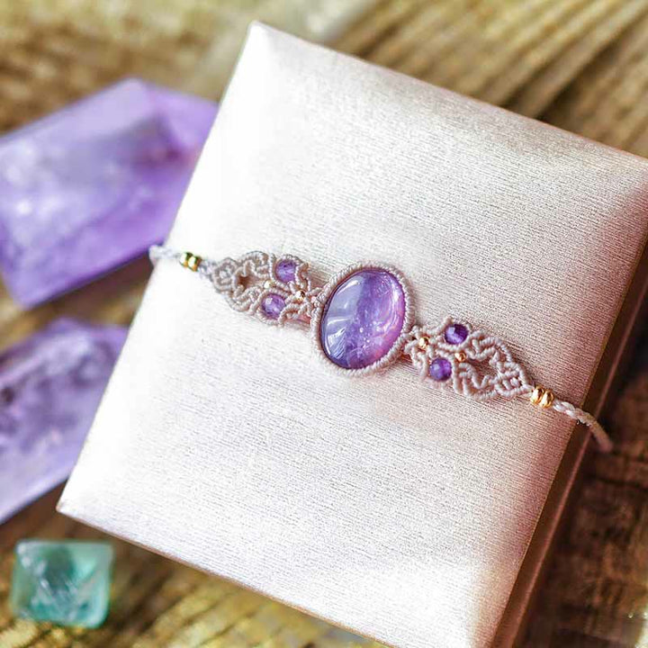Olivenorma Amethyst Charoite Handwoven Guardian Bracelet Necklace - Charoite Bracelet - image 8