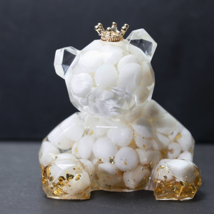 Olivenorma Crystal Gravel Resin Bear Ornament Gemstone Decoration - Nacre - image 9