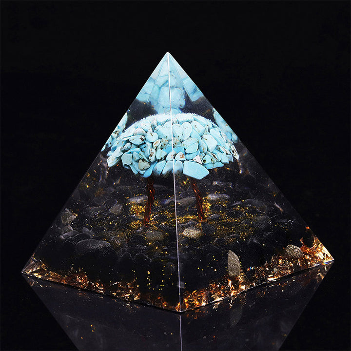 Olivenorma Obsidian with Turquoise Lucky Orgone Pyramid - image 2