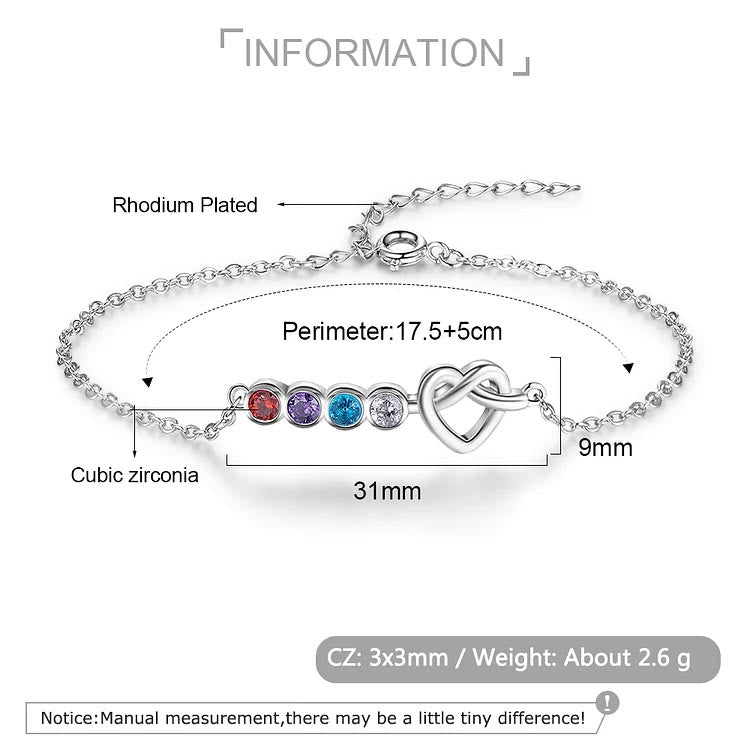 Olivenorma Personalized Heart 2-5 Birthstones Bracelet - image 9