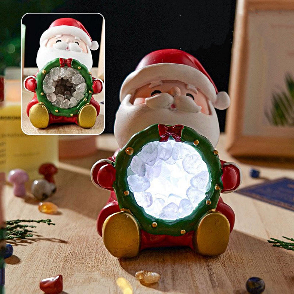 Olivenorma Crystal Gravel Christmas Night Light Home Gemstone Decoration - Clear Crystal&Santa Claus - image 1