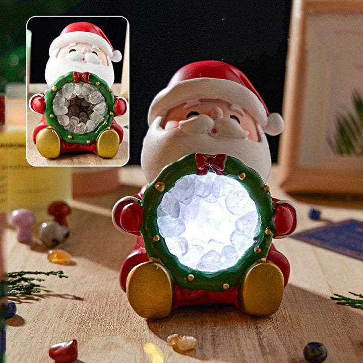 Olivenorma Crystal Gravel Christmas Night Light Home Gemstone Decoration - Clear Crystal&Santa Claus - image 1