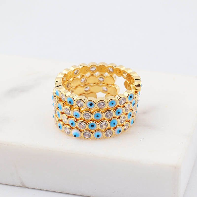 Olivenorma Colorful Evil Eye White Zircon Adjustable Ring - image 8