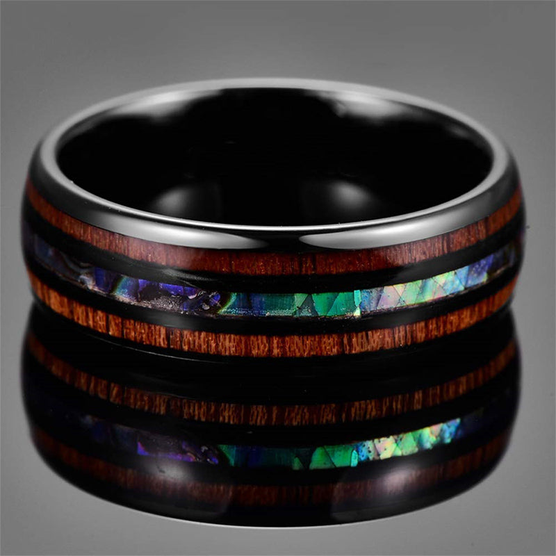 Olivenorma Koa Wood and Abalone Shell Tungsten Carbide Ring - image 13