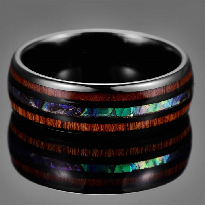 Olivenorma Koa Wood and Abalone Shell Tungsten Carbide Ring - image 13