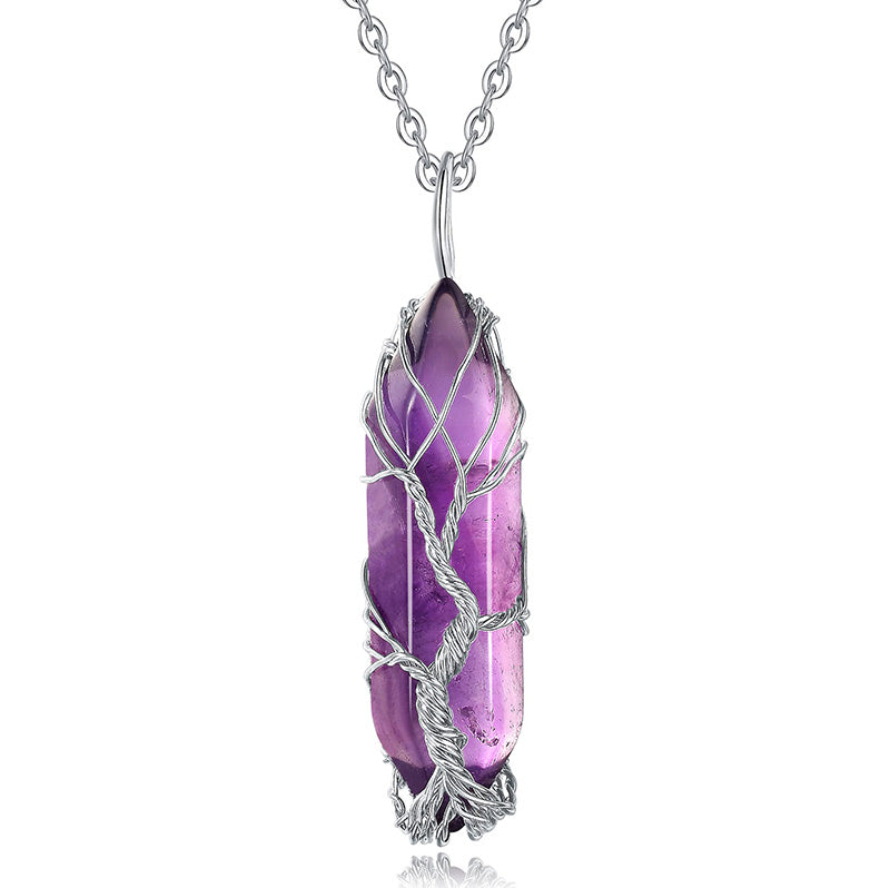 Olivenorma Crystal With Tree Of Life Gemstone Necklace - Amethyst - image 9