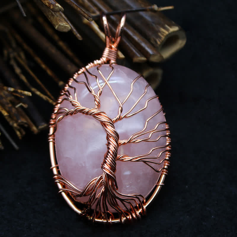 Olivenorma Oval Tiger Eye Tree Of Life Gemstone Necklace - image 12