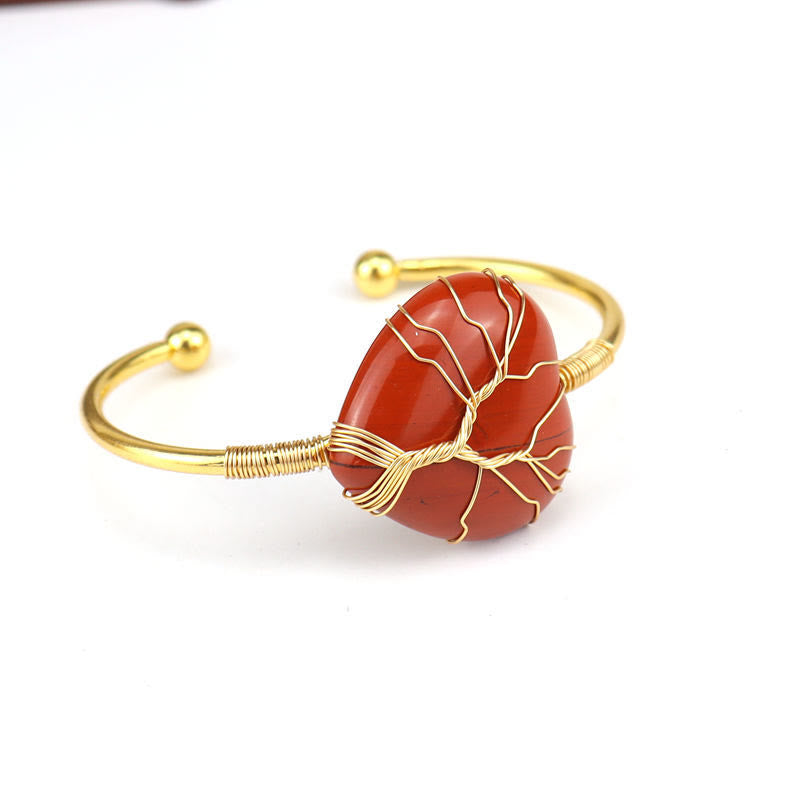 Olivenorma Gold Copper Wire Wrapped Natural Heart Shape Crystal Bracelet - Red Agate - image 15