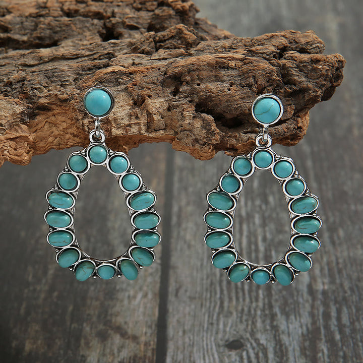 Olivenorma Waterdrop Cutout Set Turquoise Stud Bohemia Earrings - image 1