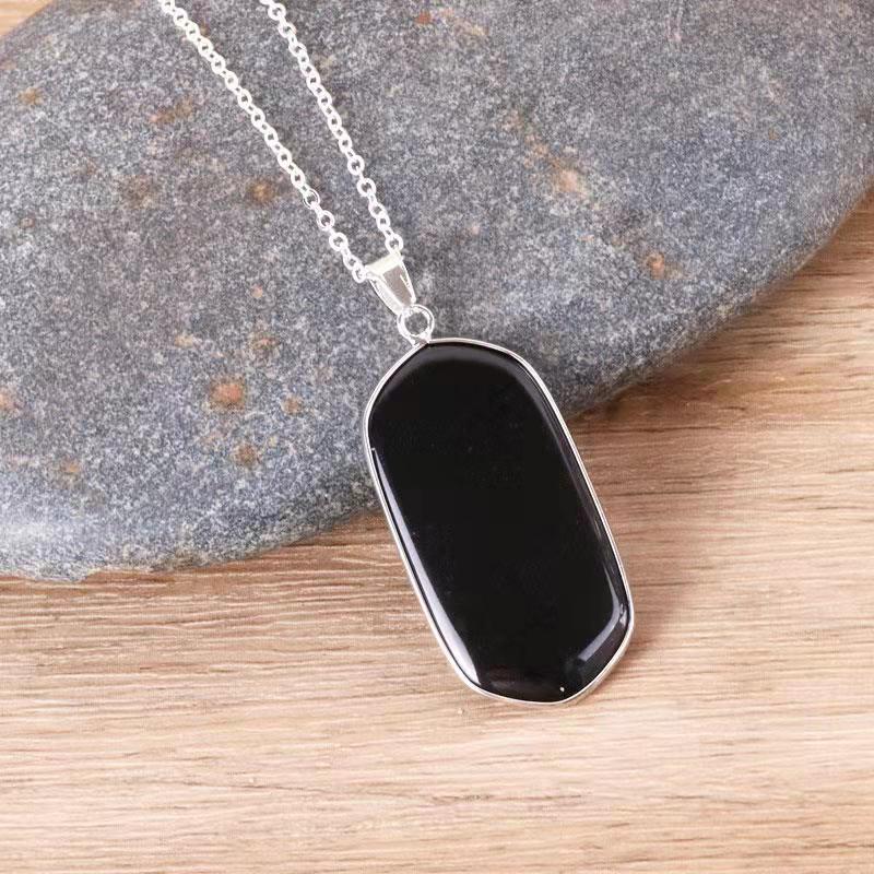 Olivenorma Natural Crystal Stone Necklace - Black Agate - image 6