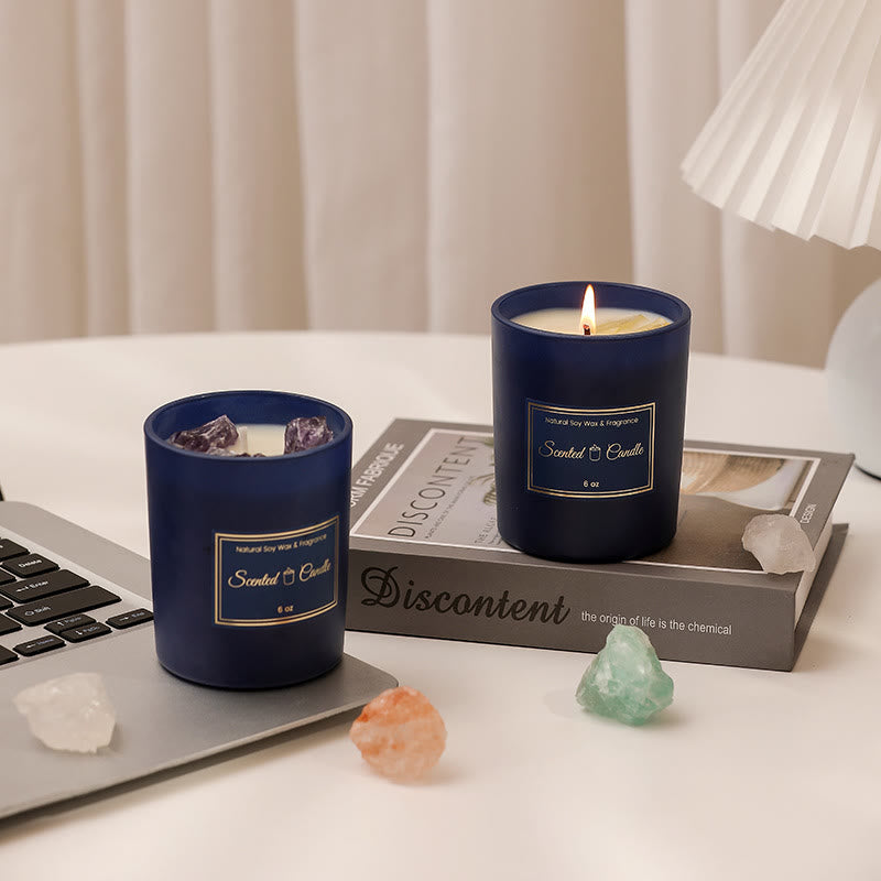 Olivenorma Blue Glass Bottle Crystal Scented Candle - image 14