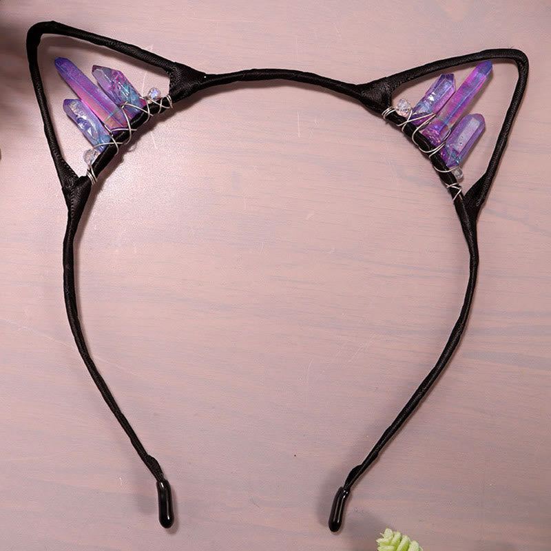 Olivenorma Electroplating Crystal Cat Ears Headband - Amethyst - image 25