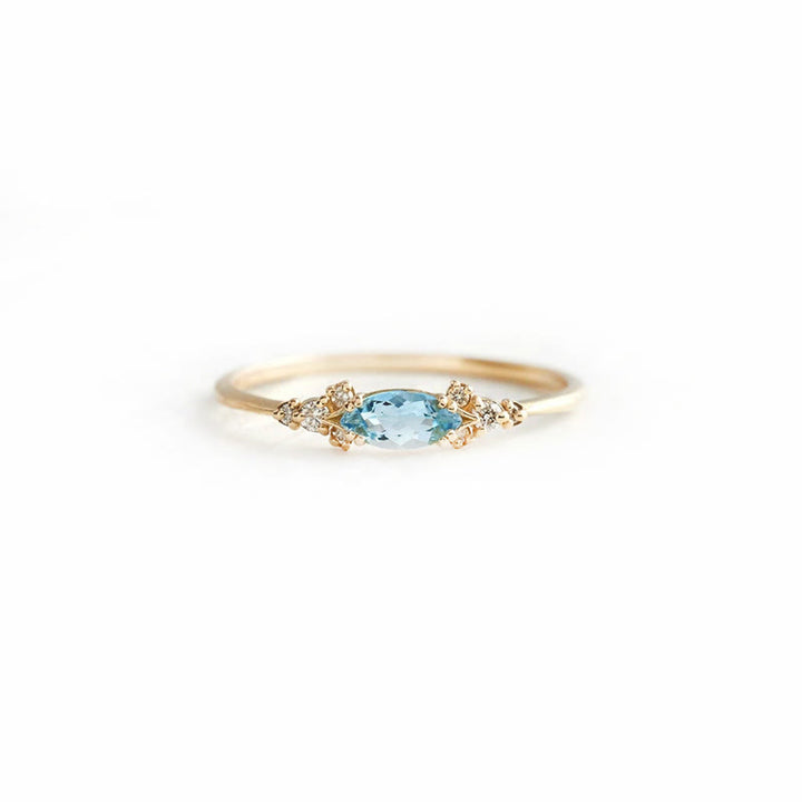 Olivenorma 4 Pcs Elegant Blue Topaz Leaf Engagement Ring Set - image 3