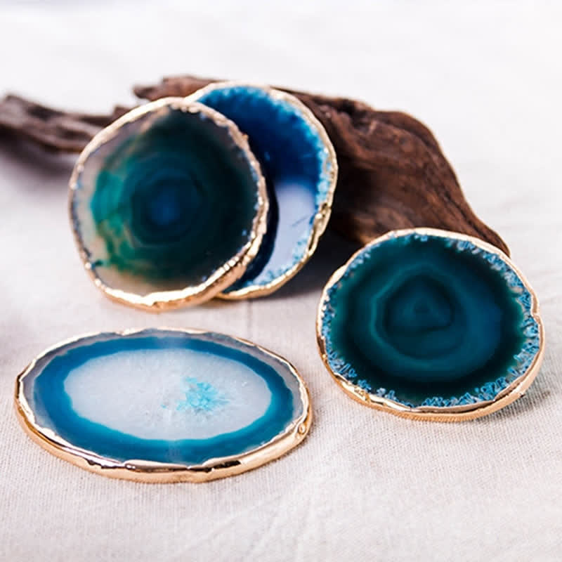 Olivenorma Blue Agate Coaster Gemstone Decoration - image 3