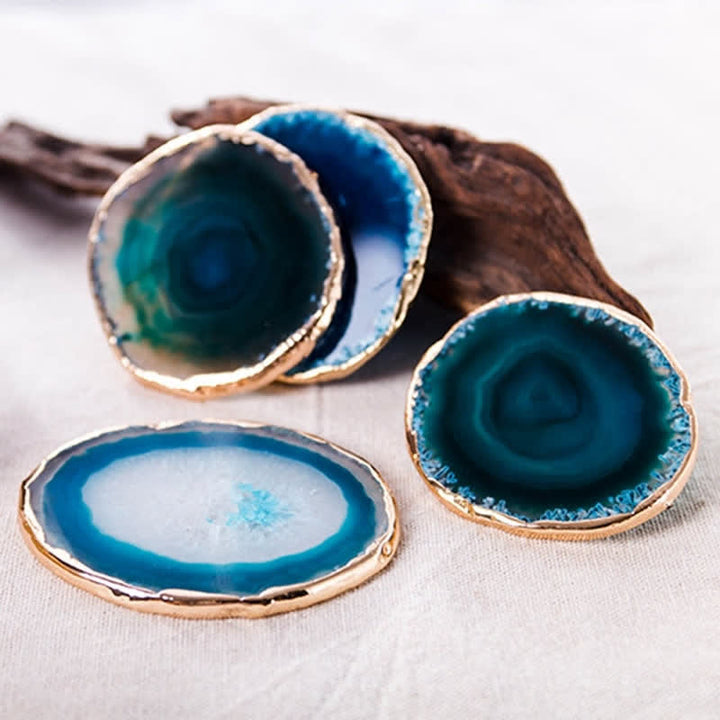 Olivenorma Blue Agate Coaster Gemstone Decoration - image 3