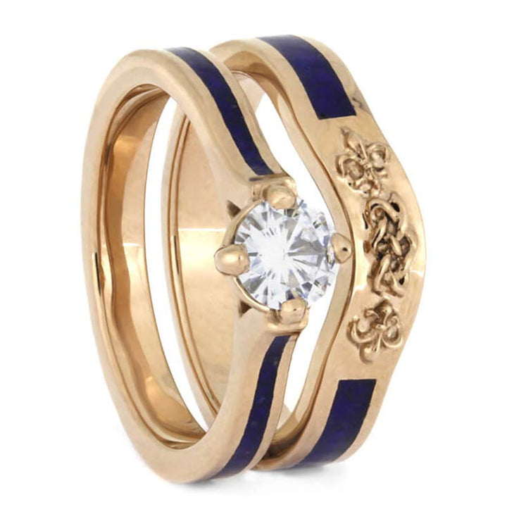 Celtic Knot Lapis Lazuli Bridal Ring Set - image 3