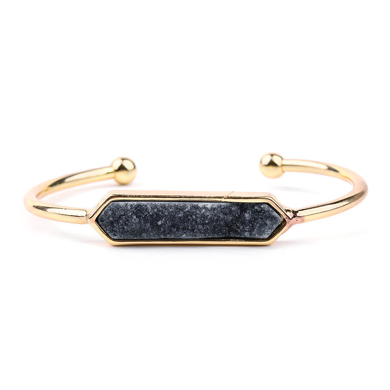 Olivenorma Natural Crystal Cluster Metal Copper Cuff Bracelet - Black Tourmaline - Gold - image 15