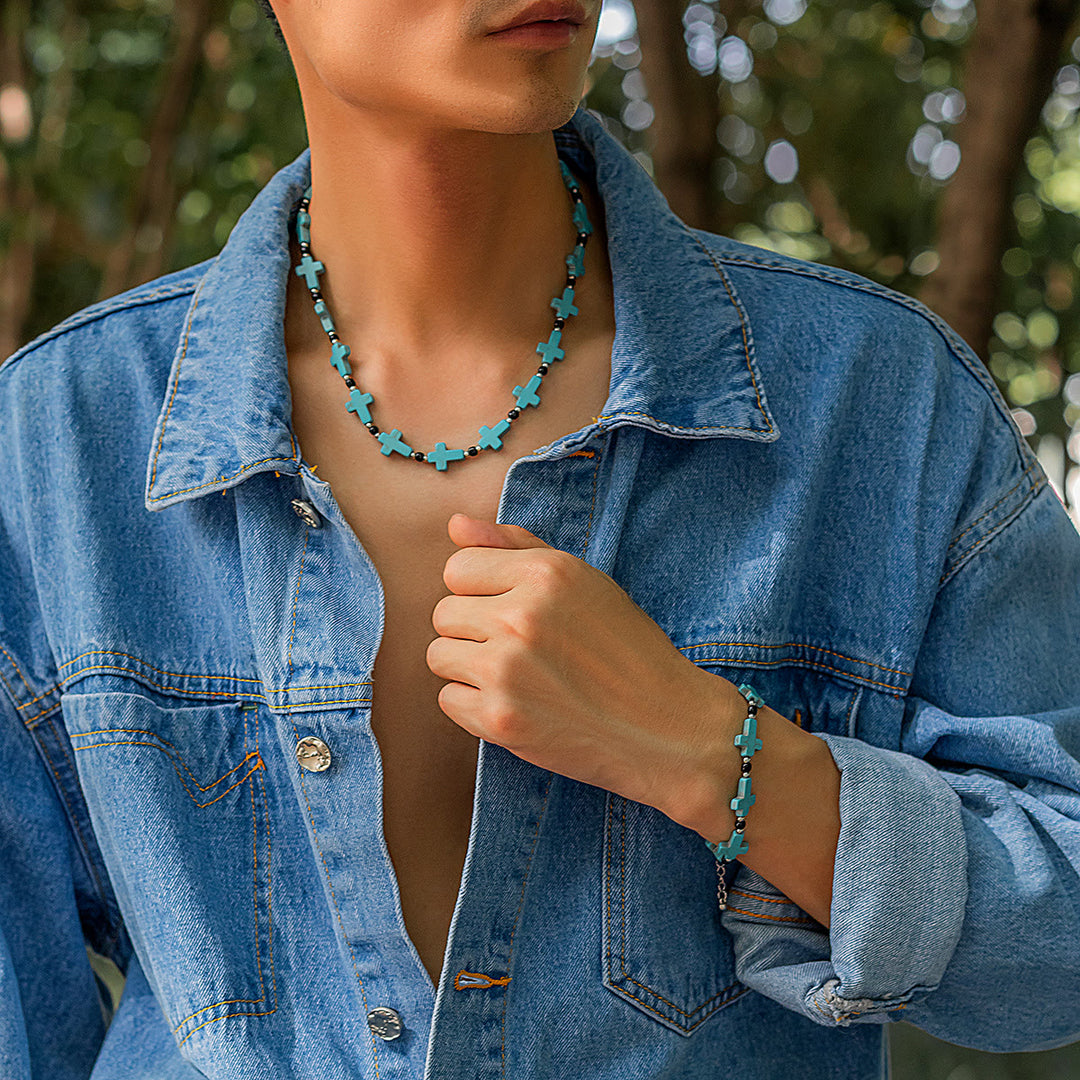 Olivenorma Turquoise Cross Strand Necklace - image 1