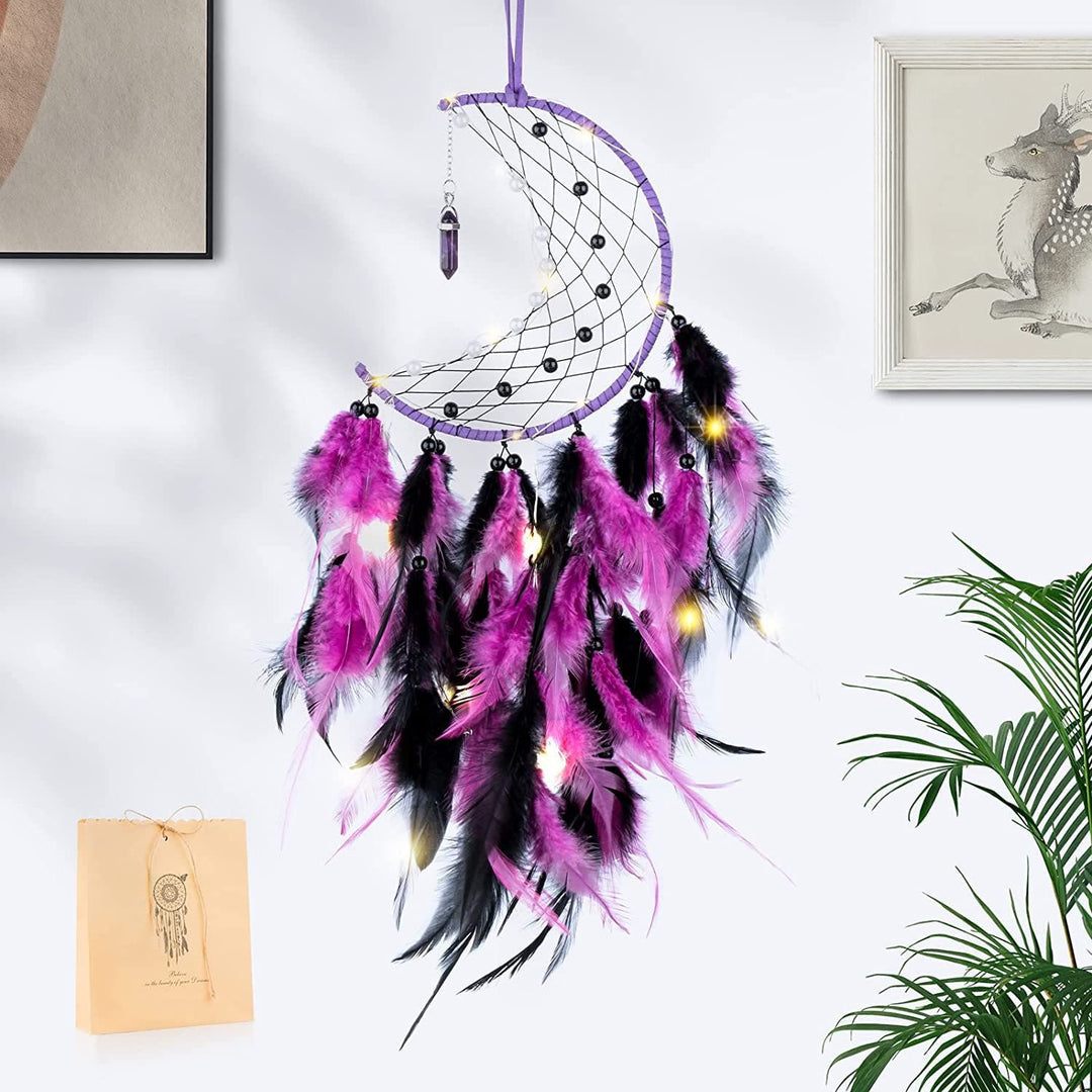 Olivenorma Amethyst Obsidian Moon Feather Dream Catcher - image 6
