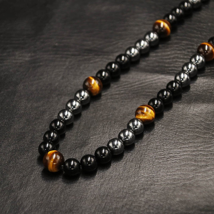 Olivenorma Healing Crystal Obsidian Tiger Eye Hematite Beads Necklace - image 6