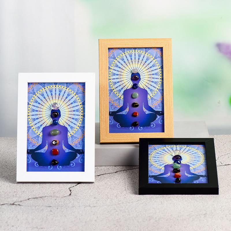 Olivenorma Yoga Meditation Posture Chakra Stone Photo Frame Decoration - Yoga Meditation & Chakra#5 - Wooden Photo Frame - image 6