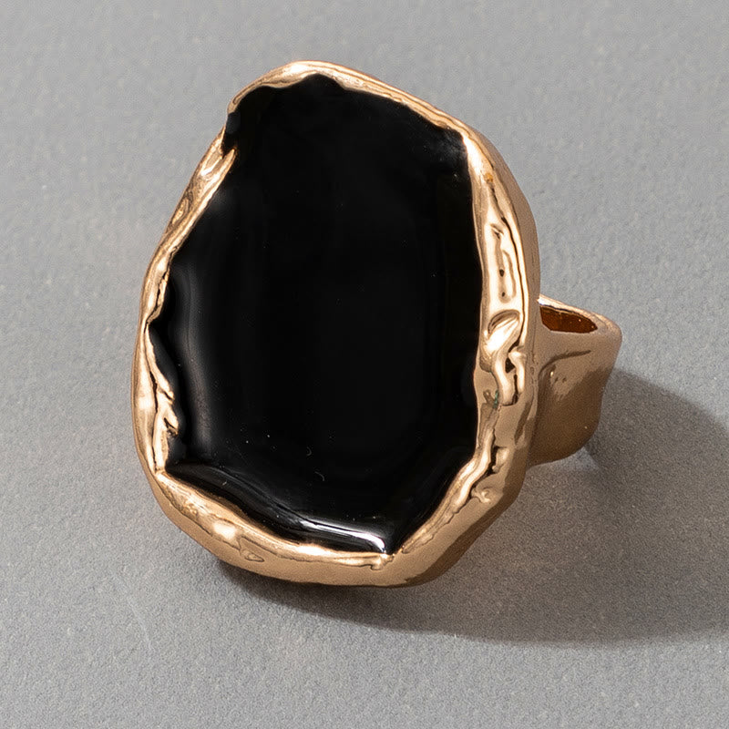 Olivenorma Exaggerated Irregular Gold Edged Resin Glue Ring - image 1