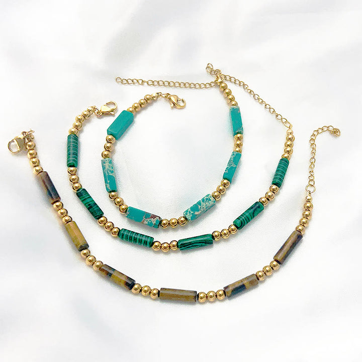 Olivenorma Rectangle Natural Stone Tube Beads Beaded Bracelet - image 10