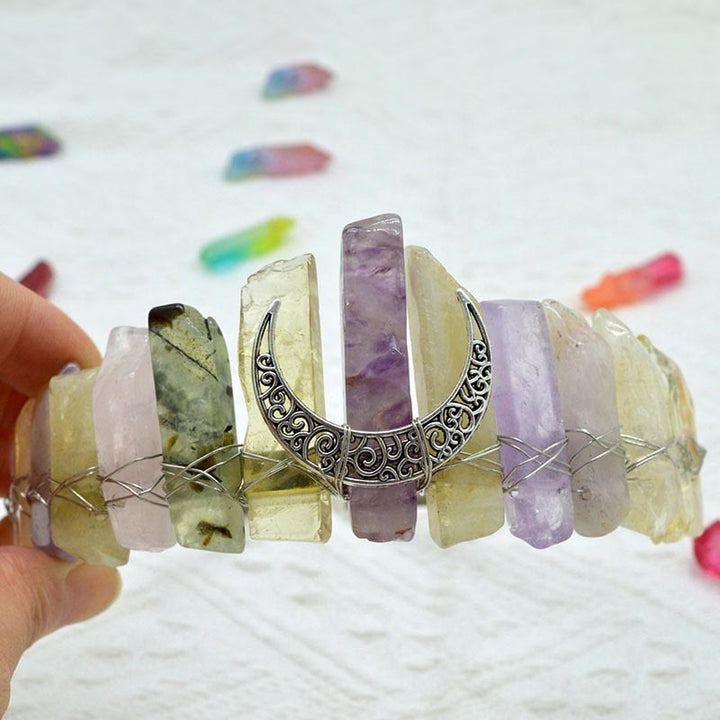Olivenorma Natural Crystal Dragonfly Moon Accessory Crown Bridal Headband - Natural Crystal - image 19