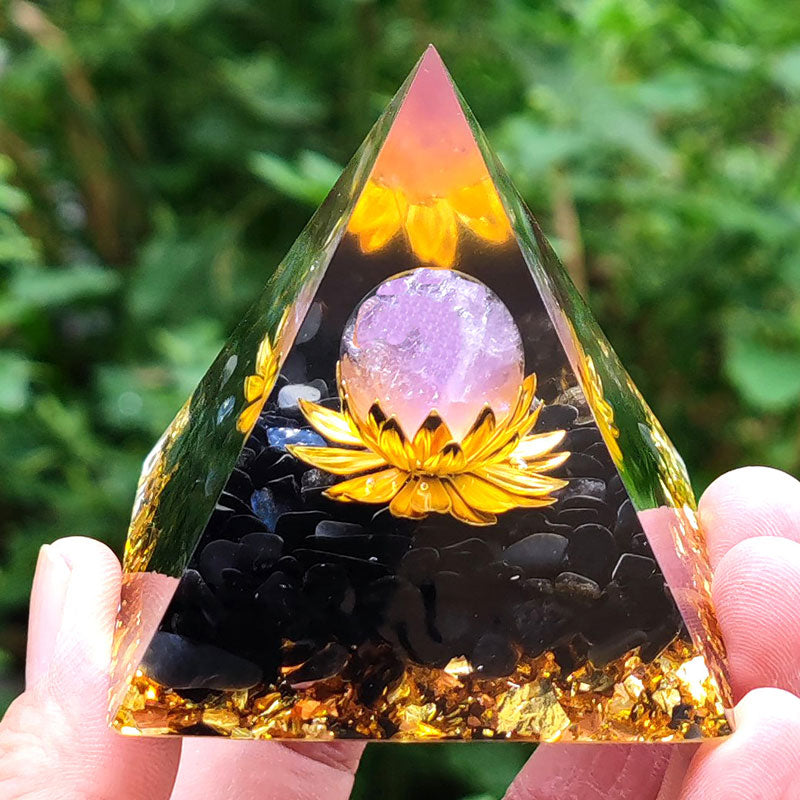 Olivenorma Black Tourmaline with Lepidolite Orgone Pyramid - 10*10cm - YES PLEASE $8 - image 0