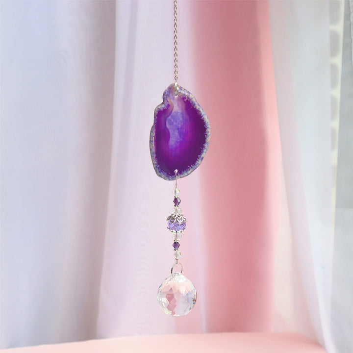 Olivenorma Handmade Hanging Pendant Sun Crystal Wind Chime - Amethyst - image 1