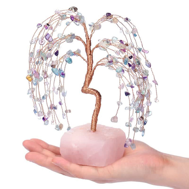 Olivenorma Fluorite Leaves Rose Quartz Base Feng Shui Tree - image 6