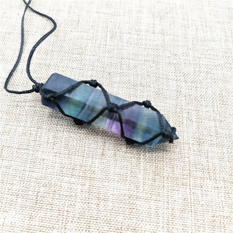 Olivenorma Natural Fluorite Hexagonal Prism Gemstone Necklace - Black - image 0