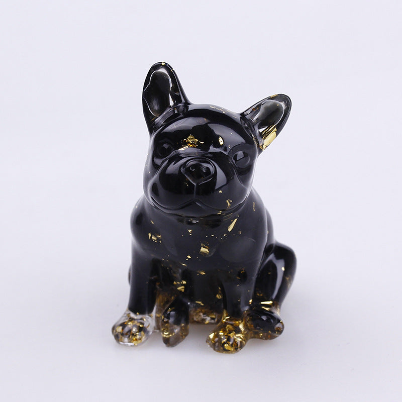 Olivenorma Natural Stone Puppy Decoration - Obsidian-Bulldog - image 13